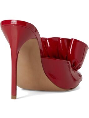 Steve Madden Red Patent High Heel Mule with Ruched Bow